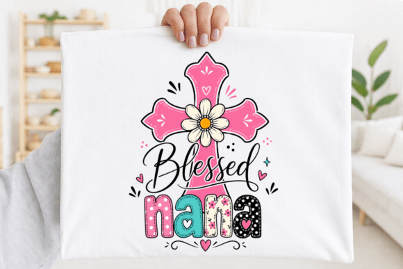 Blessed Nana PNG: Floral Faith Quote PNG for T-Shirt Designs