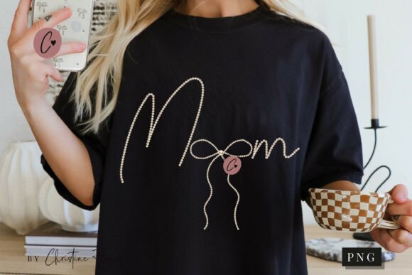 Coquette Pearl Mom PNG Design for T-Shirt Designs