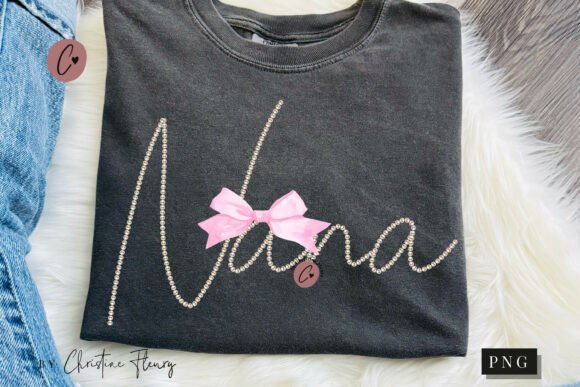 Coquette Pearl Nana PNG Design for T-Shirt Designs