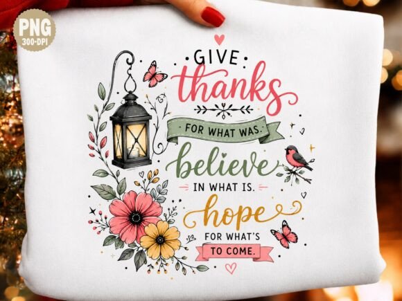 Give Thanks Believe Hope PNG Faith T-Shirt Designs