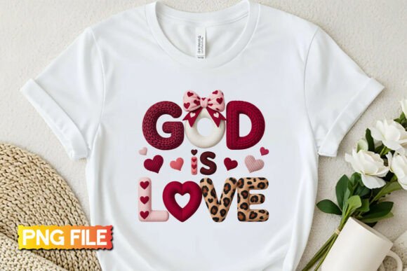 God is Love Coquette Hearts 3D Puff PNG