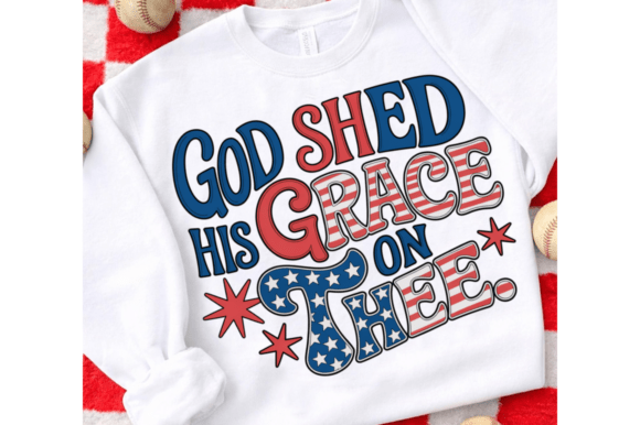 God Shed His Grace PNG: Patriotic Christ T-Shirt Designs
