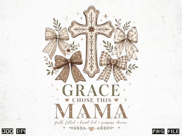 Grace Chose This Mama PNG: Neutral Coque T-Shirt Designs