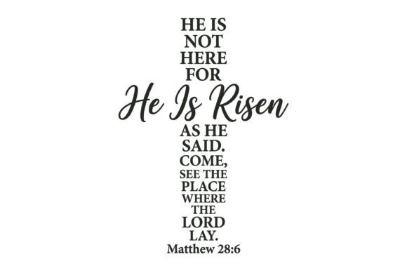 He is Risen Matthew 28 6 Cross SVG for T-Shirt Designs