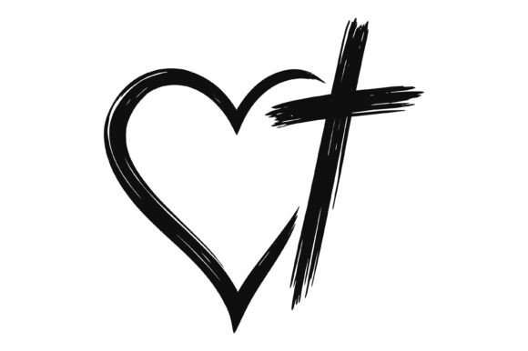 Heart Cross Brush Stroke Grunge SVG for T-Shirt Designs