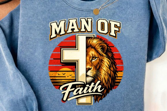Man of Faith Lion Cross Shirt Design & T-Shirt Designs