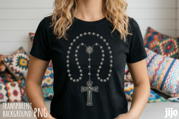 Rosary Cross INRI Mary PNG for T-Shirt Designs