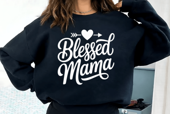 Typography That Speaks: Mom Quote Typography Blessed Mama PNG